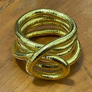 Vintage Bending Gold Tone Jewelry, Snake necklace, choker, bracelet, art NEW